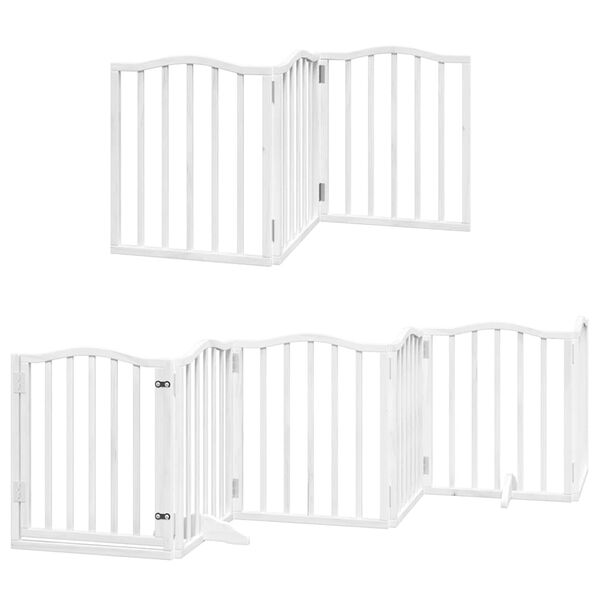 vidaXL Dog Gate Set of 9 White Poplar Wood Large Foldable Dog Gate