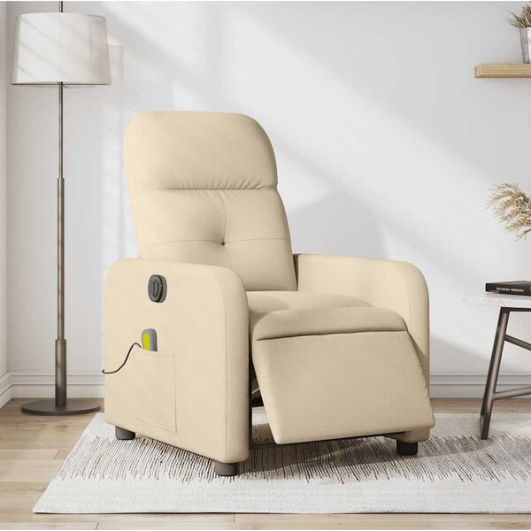 vidaXL Electric Massage Recliner Chair Cream