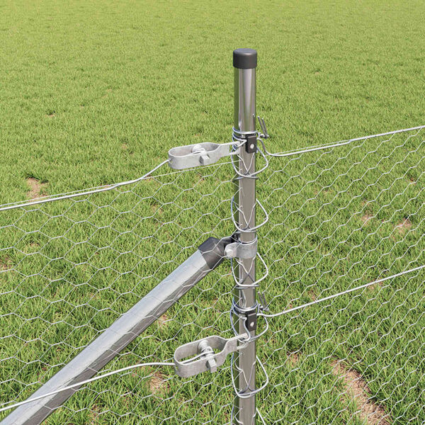 vidaXL Fence Post Silver 82.02 x 1.64 ft (0.98 in mesh) Steel