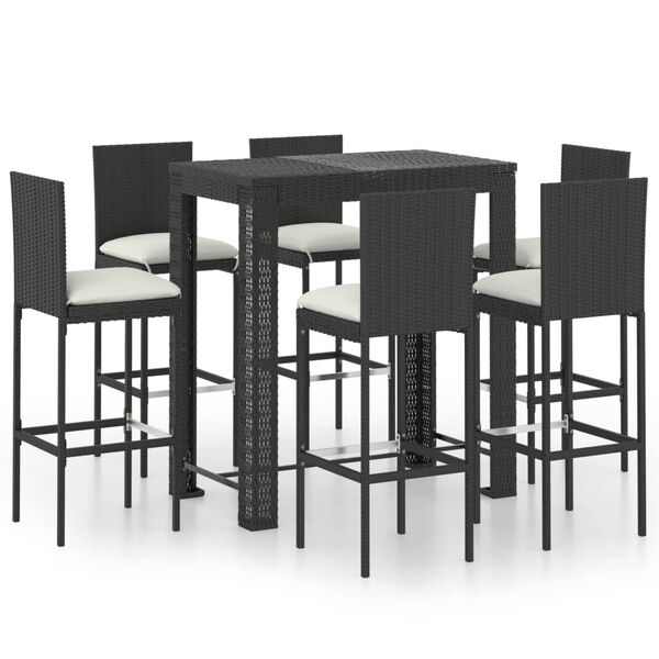 vidaXL Garden Bar Set Black, Cream White
