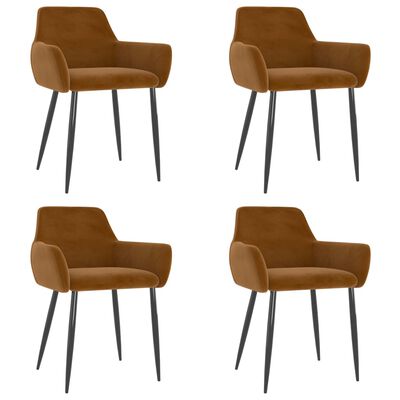 vidaXL Dining Chairs 4 pcs Brown Velvet