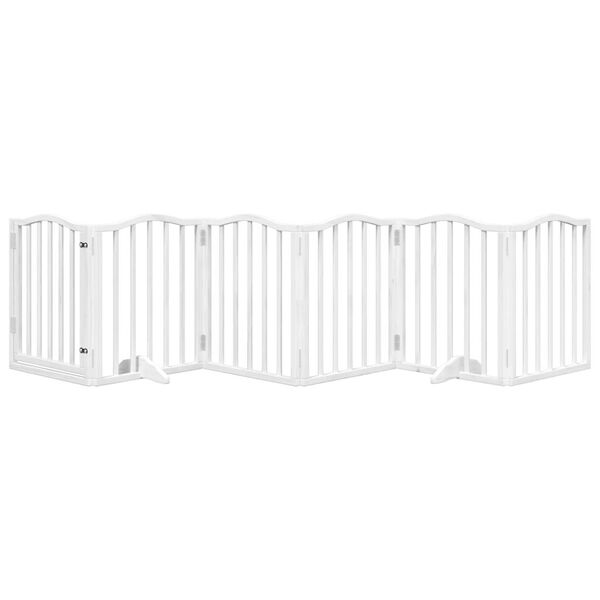 vidaXL Dog Gate Set of 6 White Poplar Wood 118.1 in Foldable