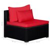 vidaXL 9 Piece Patio Lounge Set with Cushions Poly Rattan Red