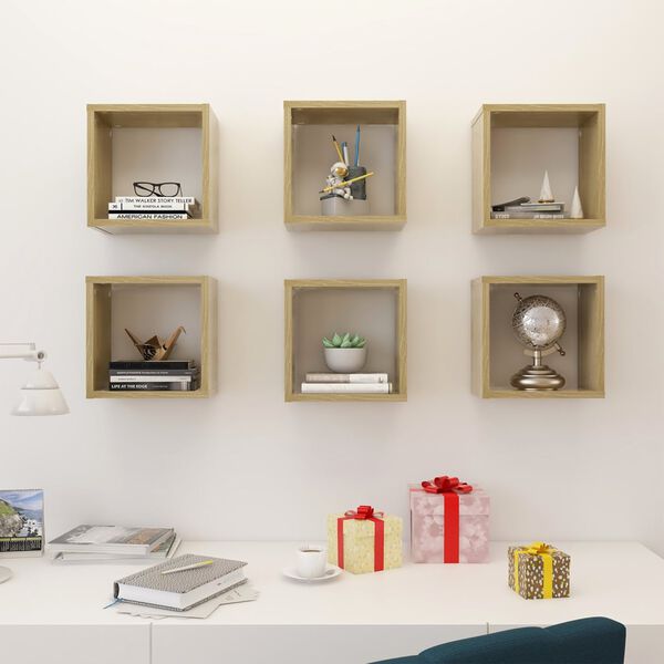 vidaXL Cube Shelf Set of 6 Sonoma oak Engineered wood