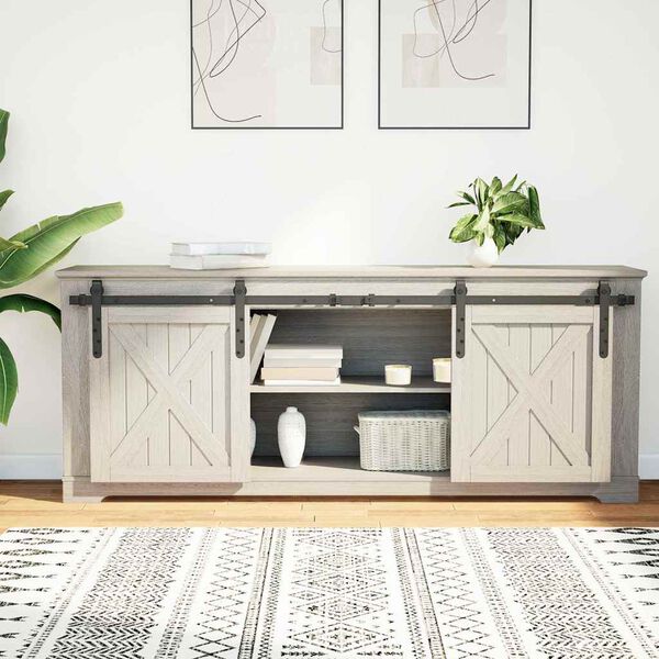 vidaXL Sliding Cabinet Door Kit 59.8 " Carbon Steel