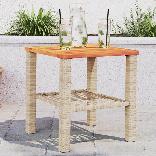 vidaXL Garden Table Beige Poly Rattan Small UV-resistant materials