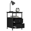vidaXL Bedside Cabinet Black Engineered Wood, Iron Small Adjustable Feet