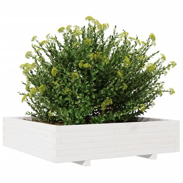 vidaXL Garden Planter White Solid pinewood Large Sturdy Garden Planter