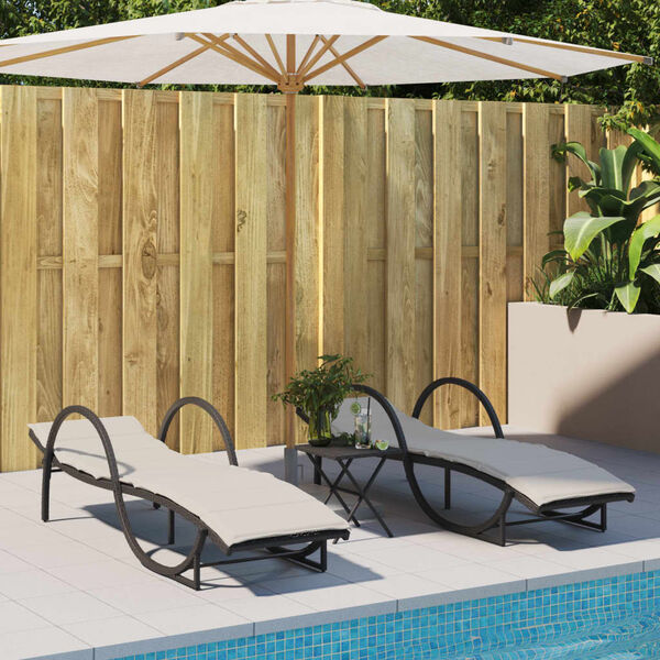vidaXL Sun Lounger Set of 2 Black PE rattan UV-resistant materials