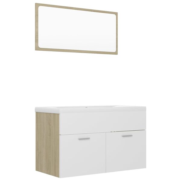 vidaXL Bathroom Furniture Set White and Sonoma Oak