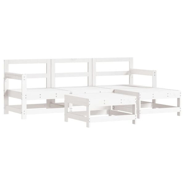 vidaXL Garden Lounge Set White Solid Pine Wood Medium Modular