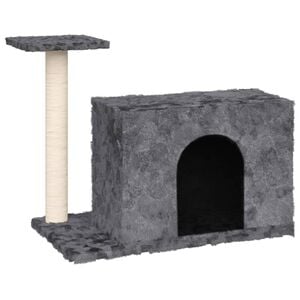 vidaXL Cat Tree Dark Gray Engineered Wood, Plush, Sisal 20.1 in Tall