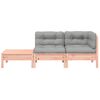 vidaXL Patio Sofa with Cushions and Footstool Solid Wood Douglas