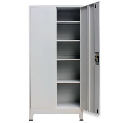 vidaXL Office Cabinet with 2 Doors Steel 35.4"x15.7"x70.9" Gray