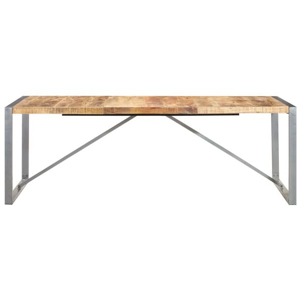vidaXL Dining Table Brown and Grey Rough Mango Wood and Steel Large