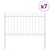 vidaXL Garden Fence 7 pcs White 39.04 x 3.28 ft Powder-coated Steel