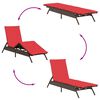 vidaXL Patio Sun Lounger Brown and Red PE rattan 1-person