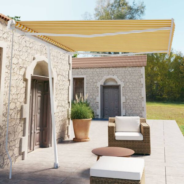 vidaXL Retractable Awning Yellow and White