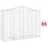 vidaXL Gabion Basket Set of 5 Silver Galvanized Steel Large Durable