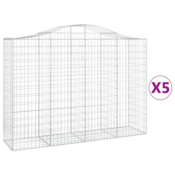 vidaXL Gabion Basket Set of 5 Silver Galvanized Steel Large Durable