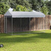 vidaXL Dog Kennel Grey Galvanized steel and polyethylene Large