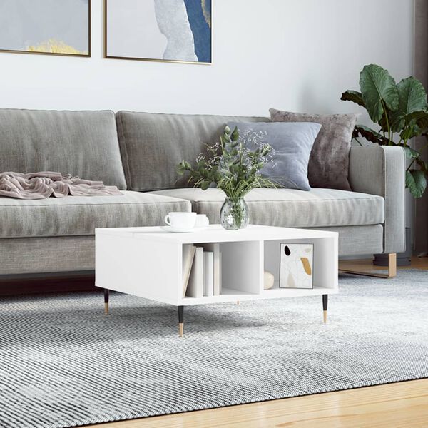 vidaXL Coffee Table White Engineered wood, Iron Medium Coffee Table