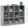 vidaXL Bookcase Concrete Gray Engineered Wood, Glass Medium Bookcase