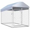 vidaXL Dog Kennel Silver Galvanized Steel, Polyethylene Large Durable