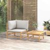 vidaXL Garden Lounge Set Light gray Bamboo, 100% Polyester fabric Medium