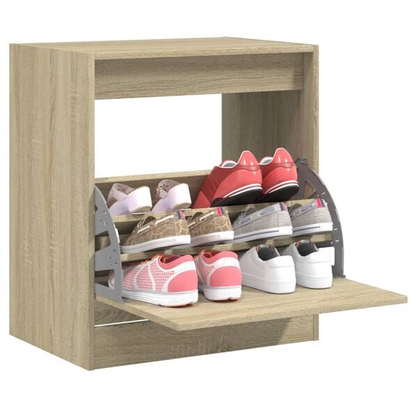 vidaXL Shoe Cabinet Sonoma Oak Engineered Wood Compact Shoe Cabinet