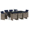 vidaXL Garden Dining Set with Cushion 9 pcs Grey Poly Rattan