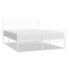 vidaXL Bed Frame White Powder-Coated Steel Double Bed Frame
