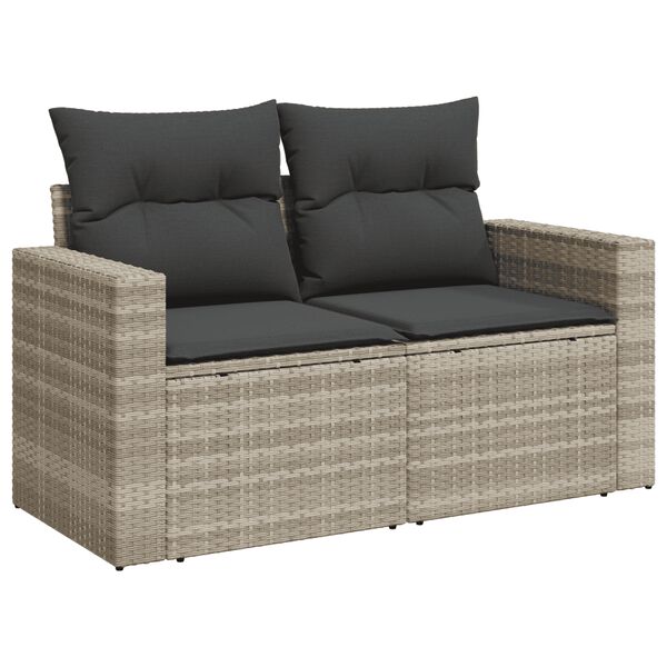 vidaXL Garden Sofa Set Light Grey frame, Dark Grey cushions