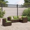 vidaXL Patio Lounge Set Brown Poly Rattan, Powder-Coated Steel 5 Piece