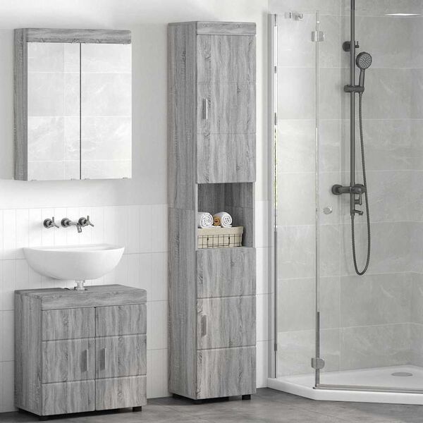 vidaXL Bathroom Cabinet Set TULUM Grey Sonoma 14.57 x 12.40 x 79.92 in