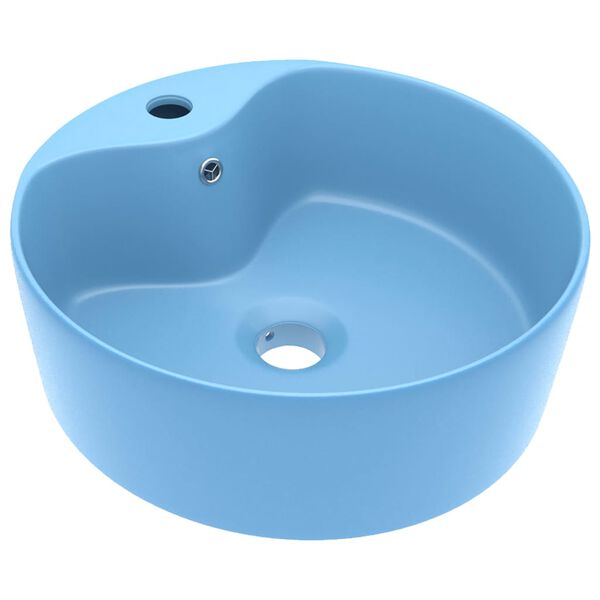 vidaXL Luxury Wash Basin with Overflow Matt Light Blue 14.2x5.1" Ceramic