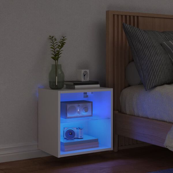 vidaXL Bedside Cabinet White Engineered wood, glass Medium