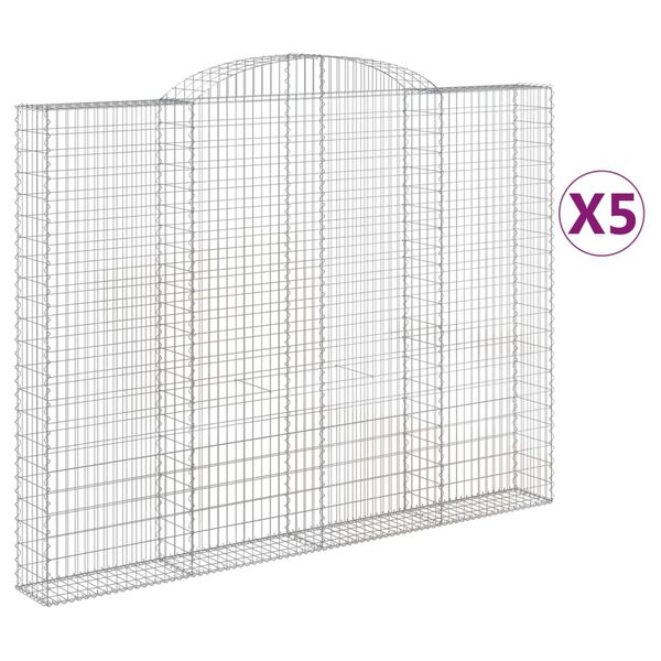 vidaXL Arched Gabion Baskets 5 pcs 118.1x11.8x220/240" Galvanised Iron