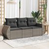 vidaXL Garden Sofa Set Grey PE Rattan, Powder-Coated Steel, Polyester