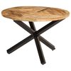 vidaXL Dining Table Rough Mango Wood, Black Metal Solid Mango Wood, Metal