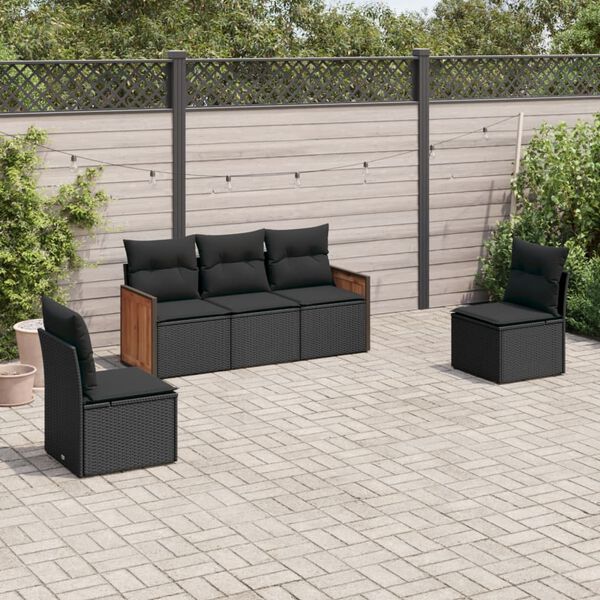 vidaXL Garden Sofa Set Black