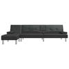 vidaXL L-shaped Sofa Bed Black Faux leather, plywood, metal Large