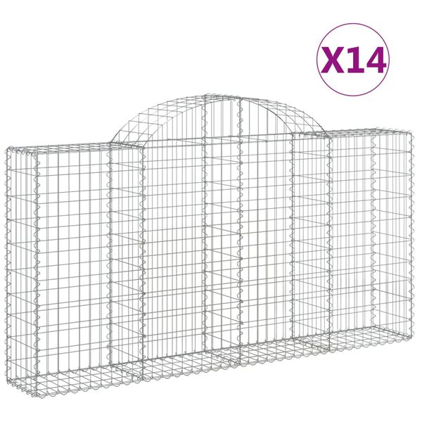 vidaXL Gabion Basket Set of 14 Silver Galvanized Iron