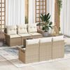 vidaXL Garden Sofa Set with Cushion 7 pcs Beige Poly Rattan