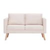 vidaXL Sofa Cream Polyester Fabric, Wooden Frame 2-Seater, Medium