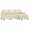 vidaXL 3-seater Sofa With Footstool Cream Faux leather Medium Durable