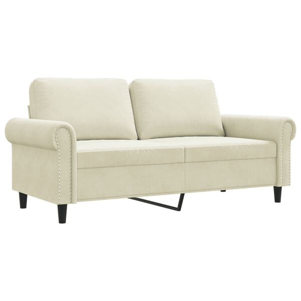 vidaXL 2-seater Sofa Cream Velvet Modern Loveseat Upholstered Sofa