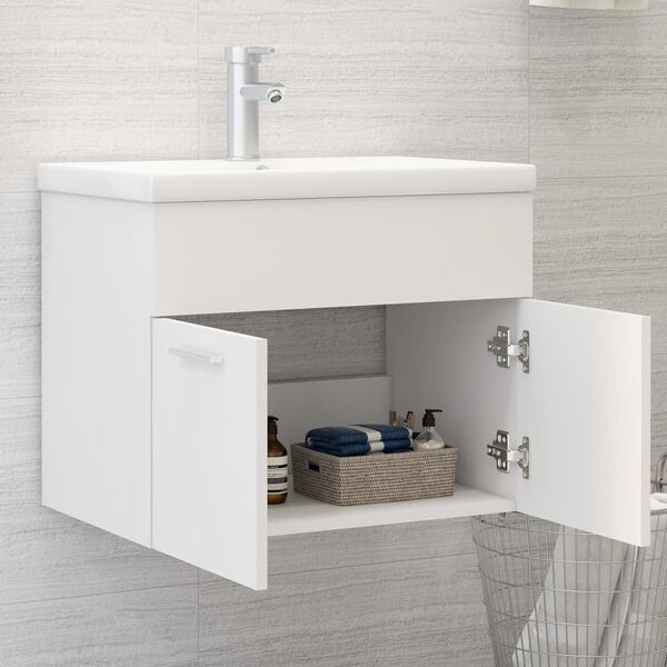 vidaXL Sink Cabinet White Engineered Wood Medium Sink Cabinet