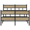 vidaXL Bed Frame Black, Sonoma Oak Iron, Engineered Wood Full Bed Frame