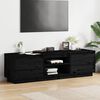 vidaXL TV Cabinet Black Solid Pine Wood Medium TV Cabinet Rectangular